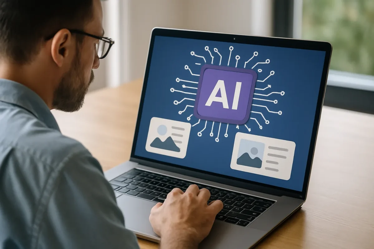 Come Usare l'Intelligenza Artificiale per Postare sui Social Persona che utilizza un software di intelligenza artificiale per la gestione dei social media